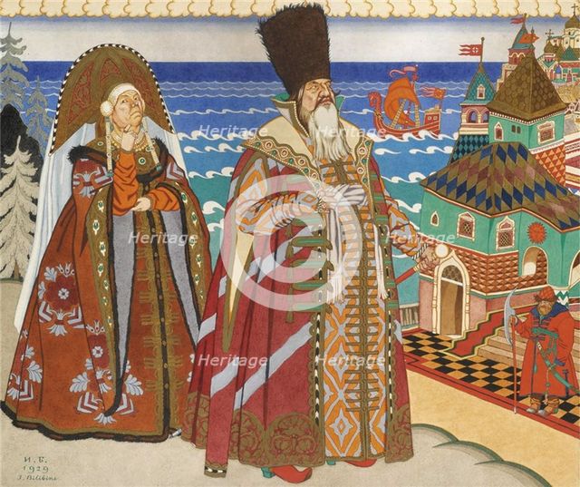Illustration to the The Tale of the Fisherman and the Fish, 1908. Artist: Bilibin, Ivan Yakovlevich (1876-1942)