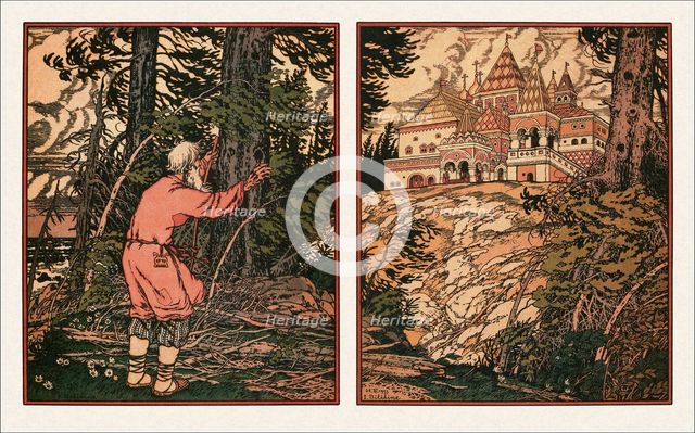 Illustration to the The Tale of the Fisherman and the Fish, 1933. Artist: Bilibin, Ivan Yakovlevich (1876-1942)