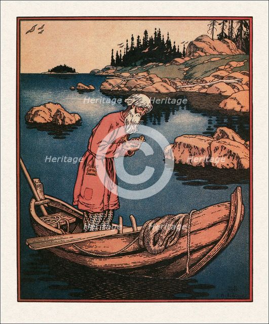 Illustration to the The Tale of the Fisherman and the Fish, 1933. Artist: Bilibin, Ivan Yakovlevich (1876-1942)
