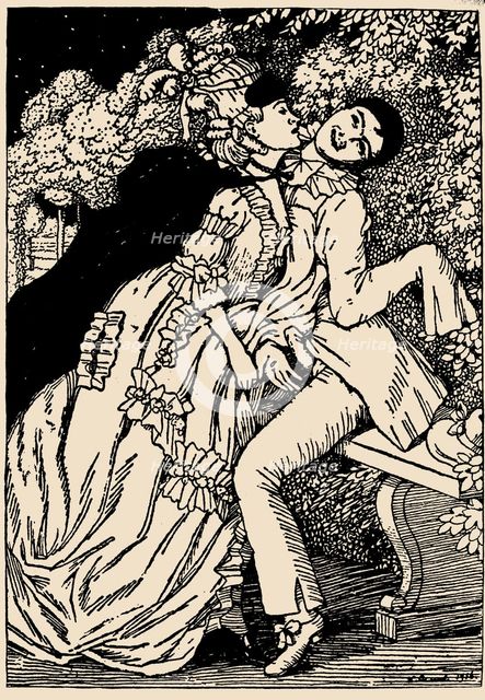 Illustration to "The Book of Marquise" by Franz Blei, 1916. Creator: Konstantin Somov.