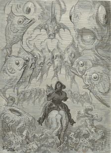 Illustration to the book The Surprising Adventures of Baron Münchhausen by Rudolph Erich Raspe