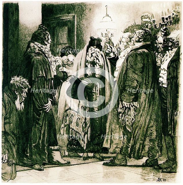 Illustration to the comedy Woe from Wit by Alexander Griboyedov, 1912. Artist: Kardovsky, Dmitri Nikolayevich (1866-1943)