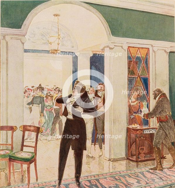 Illustration to the comedy Woe from Wit by Alexander Griboyedov, 1913.