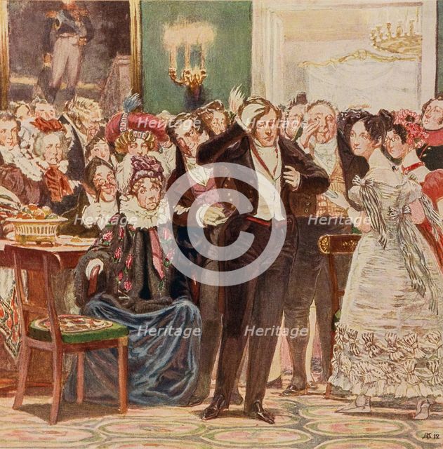 Illustration to the comedy Woe from Wit by Alexander Griboyedov, 1913.