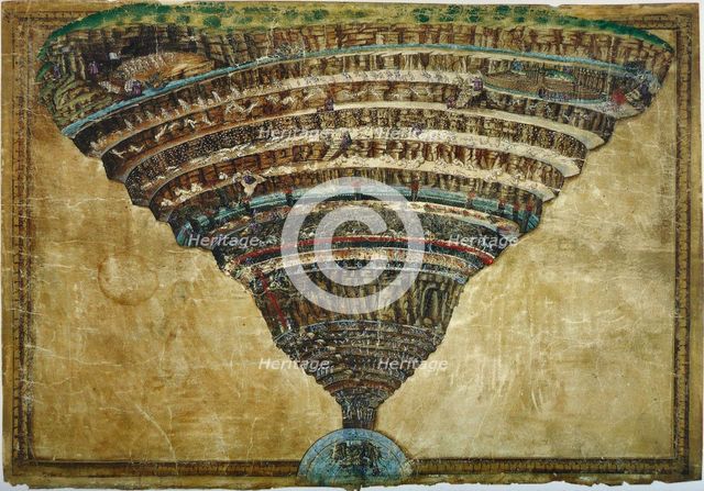 Illustration to the Divine Comedy by Dante Alighieri (Abyss of Hell), 1480-1490. Artist: Botticelli, Sandro (1445-1510)