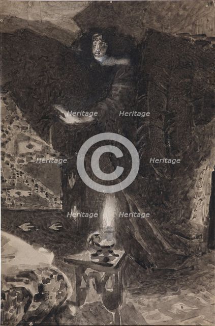Illustration to the poem The Demon by Mikhail Lermontov, 1890-1900. Artist: Vrubel, Mikhail Alexandrovich (1856-1910)