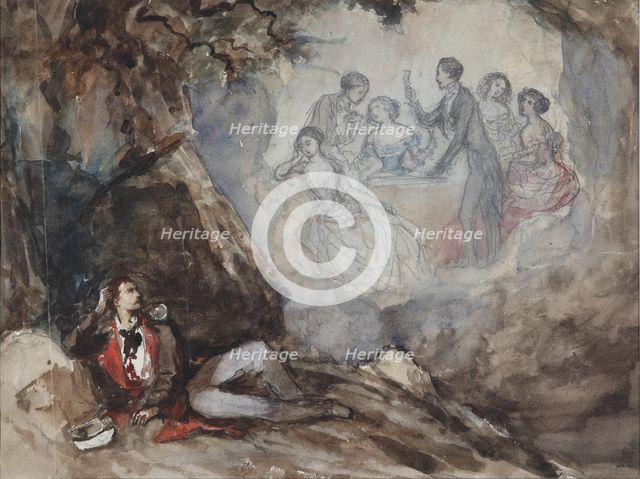 Illustration to the poem The Dream by M. Lermontov, Mid of the 19th century. Artist: Gagarin, Grigori Grigorievich (1810-1893)
