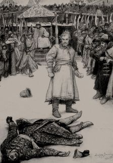Illustration to the poem The Song of the Merchant Kalashnikov by M. Lermontov, 1891. Creator: Vasnetsov, Viktor Mikhaylovich (1848-1926)