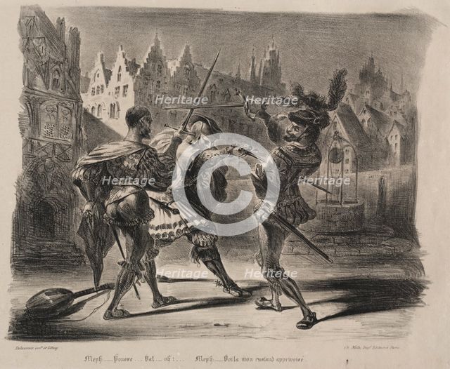 Illustrations for Faust: Duel of Faust and of Valentin, 1828. Creator: Eugène Delacroix (French, 1798-1863); Chez Ch. Motte, Éditeur, distributed by Chez Sautelet, Libraire.