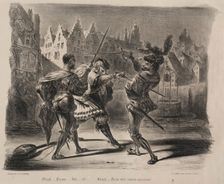 Illustrations for Faust: Duel of Faust and of Valentin, 1828. Creator: Eugène Delacroix (French, 1798-1863); Chez Ch. Motte, Éditeur, distributed by Chez Sautelet, Libraire