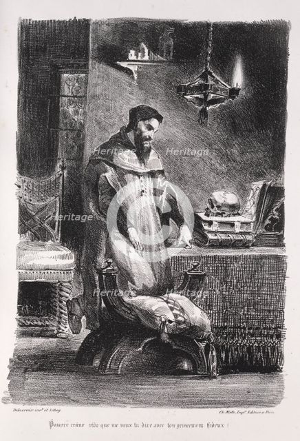 Illustrations for Faust: Faust in his dressing-room, 1828. Creator: Eugène Delacroix (French, 1798-1863); Chez Ch. Motte, Éditeur, distributed by Chez Sautelet, Libraire.