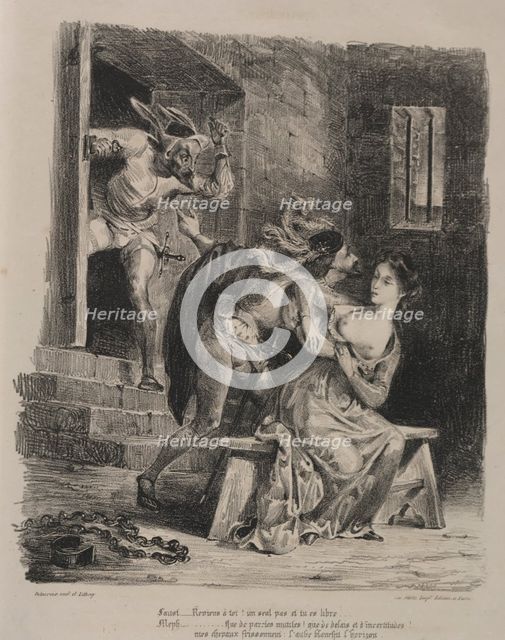 Illustrations for Faust: Faust in the prison of Marguerite, 1828. Creator: Eugène Delacroix (French, 1798-1863); Chez Ch. Motte, Éditeur, distributed by Chez Sautelet, Libraire.