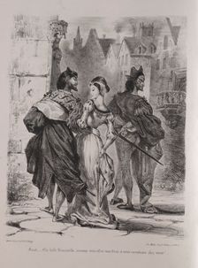 Illustrations for Faust: Faust seeks to allure Marguerite, 1828. Creator: Eugène Delacroix (French, 1798-1863); Chez Ch. Motte, Éditeur, distributed by Chez Sautelet, Libraire
