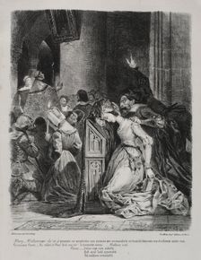 Illustrations for Faust: Marguerite at church, 1828. Creator: Eugène Delacroix (French, 1798-1863); Chez Ch. Motte, Éditeur, distributed by Chez Sautelet, Libraire