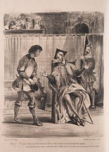 Illustrations for Faust: Méphistophélé receives the schoolboy, 1828. Creator: Eugène Delacroix (French, 1798-1863); Chez Ch. Motte, Éditeur, distributed by Chez Sautelet, Libraire