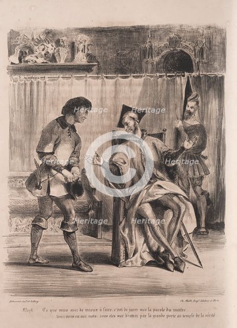 Illustrations for Faust: Méphistophélé receives the schoolboy, 1828. Creator: Eugène Delacroix (French, 1798-1863); Chez Ch. Motte, Éditeur, distributed by Chez Sautelet, Libraire.