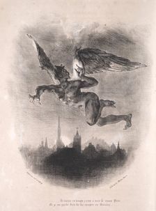 Illustrations for Faust: Méphistophélés in the air, 1828. Creator: Eugène Delacroix (French, 1798-1863); Chez Ch. Motte, Éditeur, distributed by Chez Sautelet, Libraire
