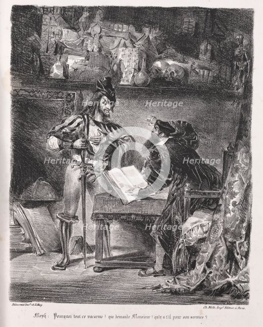 Illustrations for Faust: Méphistophélés visits Faust, 1828. Creator: Eugène Delacroix (French, 1798-1863); Chez Ch. Motte, Éditeur, distributed by Chez Sautelet, Libraire.