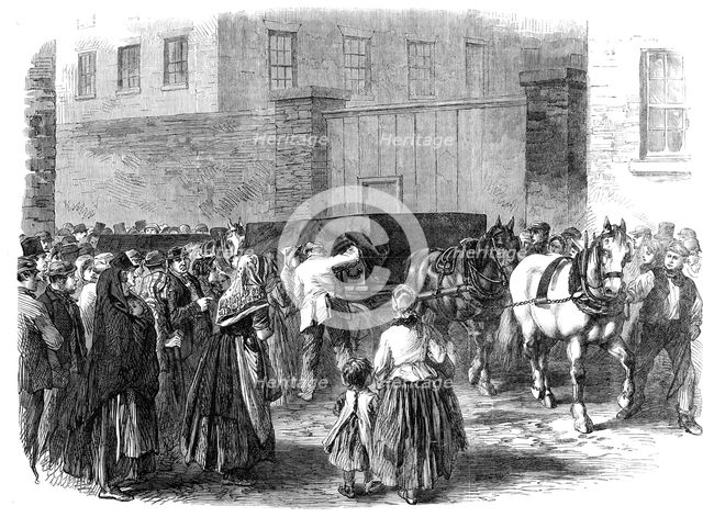 Illustrations of the Flood at Sheffield: burial of the unclaimed dead, 1864. Creator: Unknown.