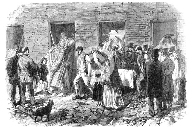 Illustrations of the Flood at Sheffield:...conveying the dead..., Malin Bridge, 1864. Creator: Unknown.