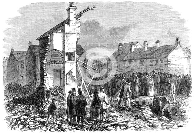 Illustrations of the Flood at Sheffield: searching for the dead at Malin Bridge, 1864. Creator: Unknown.