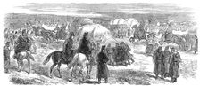 Illustrations of the War in Denmark: artillery baggage-waggons encamped near Kolding, 1864. Creator: Unknown