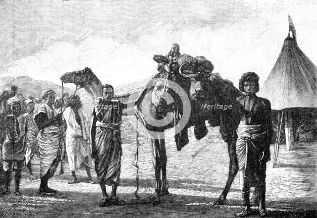 Illustrations of "The Wild Tribes of the Soudan", by F. L. James...: arrival of meat in camp, 1883. Creator: Unknown.