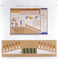 Illustrations of frescoes from Byban el Molouk, Thebes, Egypt, 1822. Creator: Jomard