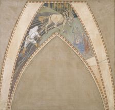Ilmarinen Ploughing the Viper-Field, sketch for the cupola frescoes of the Finnish Pavilion..., 1899 Creator: Akseli Gallen-Kallela