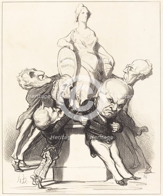 Ils prétendent qu'ils la soutiennent, 1849. Creator: Honore Daumier.