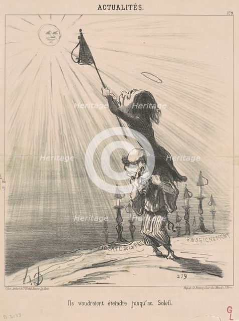 Ils voudraient éteindre jusqu'au soleil, 19th century. Creator: Honore Daumier.