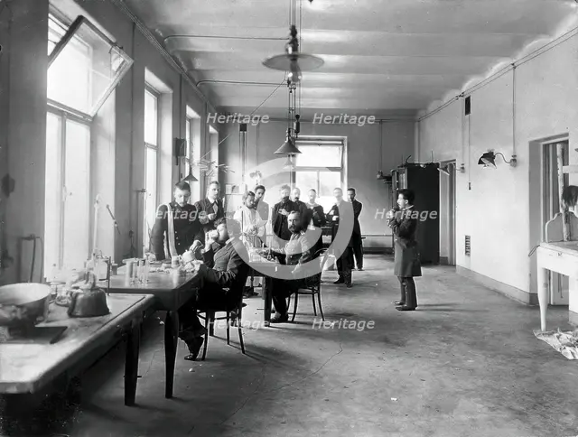 IP Pavlov and students in the vivisection room, Physiology Department at the Imperial..., [1904]. Creator: Unknown.