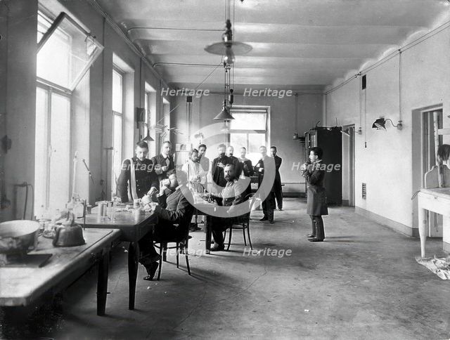 IP Pavlov and students in the vivisection room, Physiology Department at the Imperial..., [1904]. Creator: Unknown.