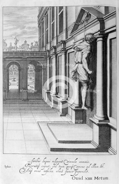 Iphis hangs himself in despair that he could not gain Anaxarete, 1655. Creator: Unknown.