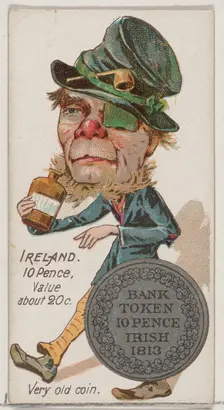 Ireland, 10 Pence, from the series Coins of All Nations (N72, variation 1) for Duke brand ..., 1889. Creator: Unknown