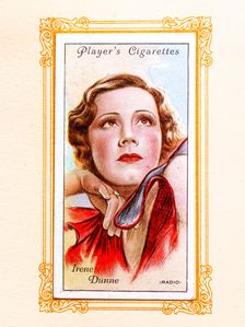 Irene Dunne Collectables Picture of movie stars that came with the Players cigarette packet, 1934. Creator: Unknown