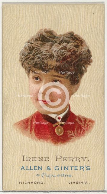 Irene Perry, from World's Beauties, Series 2 (N27) for Allen & Ginter Cigarettes, 1888., 1888. Creator: Allen & Ginter.