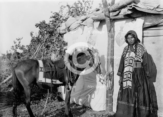 Irene Rock, an Assinaboine [sic] schoolgirl at Fort Belknap, c1907. Creator: Unknown.
