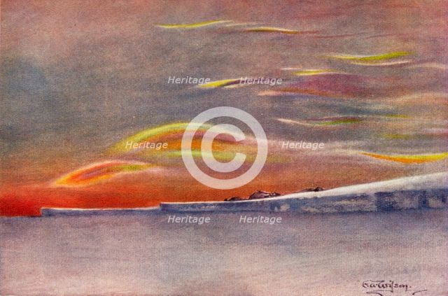 'Iridescent Clouds: Looking North from Cape Evans', 1911, (1913). Artist: Edward Wilson.