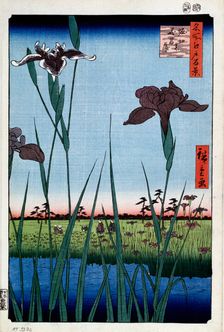 Irises at Horikiri (One Hundred Famous Views of Edo), 1856-1858. Creator: Hiroshige, Utagawa (1797-1858)