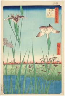 Irises at Horikiri (Horikiri no hanashobu), from the series "One Hundred Famous Views..., 1857. Creator: Ando Hiroshige
