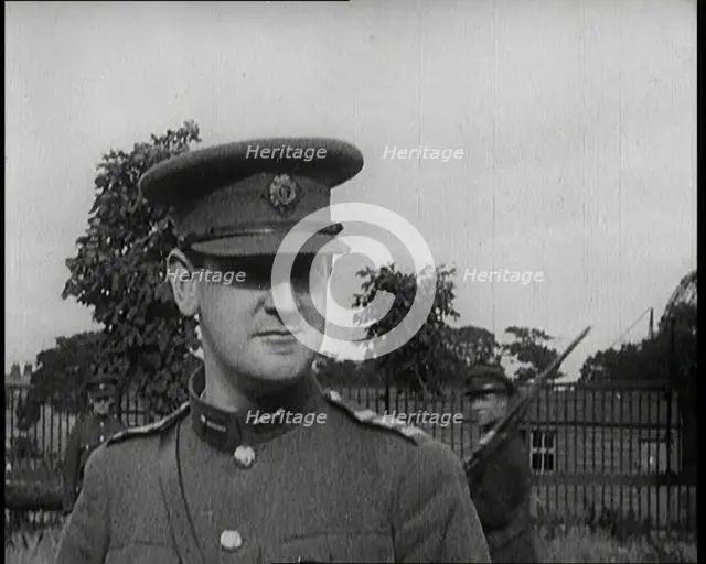 Irish Chair of the Provisional Government Michael Collins in Uniform, 1922. Creator: British Pathe Ltd.