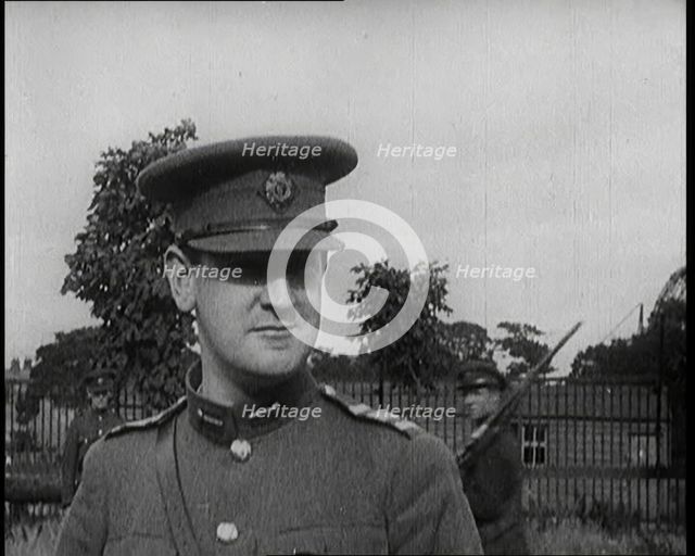 Irish Chair of the Provisional Government Michael Collins in Uniform, 1922. Creator: British Pathe Ltd.