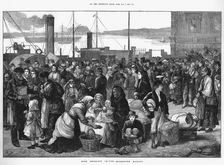 Irish emigrants leaving Queenstown (Cobh), the port for Cork, for the United States, 1874