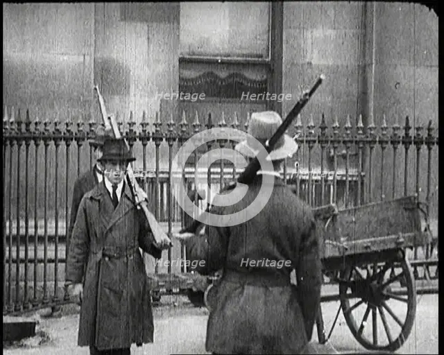Irish Free State Soldiers With Their Rifles on Their Shoulders, 1922. Creator: British Pathe Ltd.