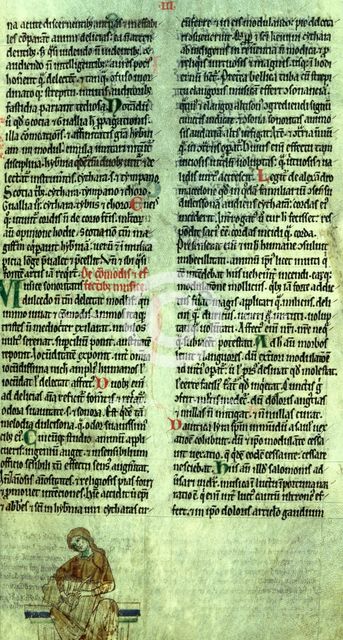 Irish harp player and text, after c1170. Creator: Unknown.