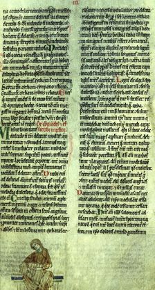 Irish harp player and text, after c1170. Creator: Unknown