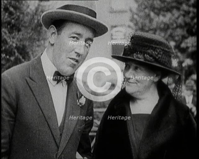 Irish Member of Parliament Mary MacSwiney Talking to an Irish Man, 1922. Creator: British Pathe Ltd.