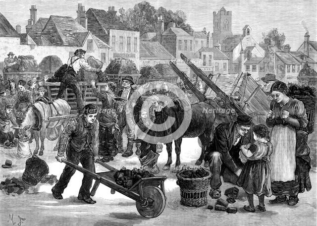 Irish sketches: turf market in the south of Ireland, 1880. Creator: Unknown.