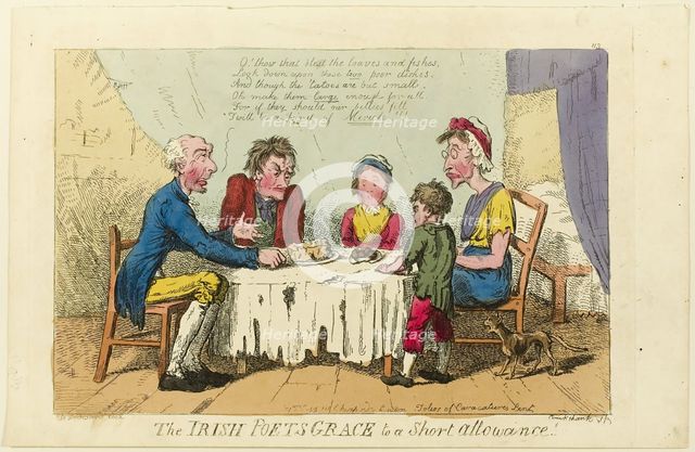 Irish Poets Grace to Short Allowance!, 1805-1810. Creator: Isaac Cruikshank.